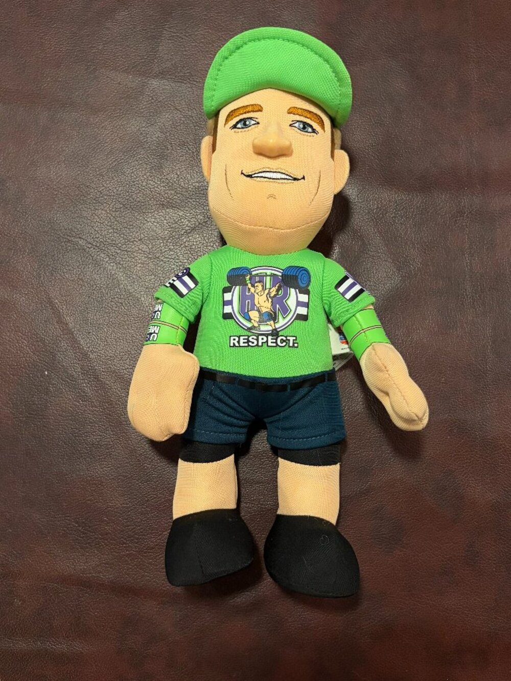 WWE John Cena Bleacher Creatures plush with green Respect shirt